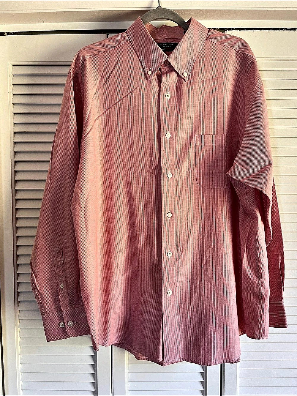 Roundtree & Yorke TravelSmart Red and White Micro Gingham Button Down Shirt